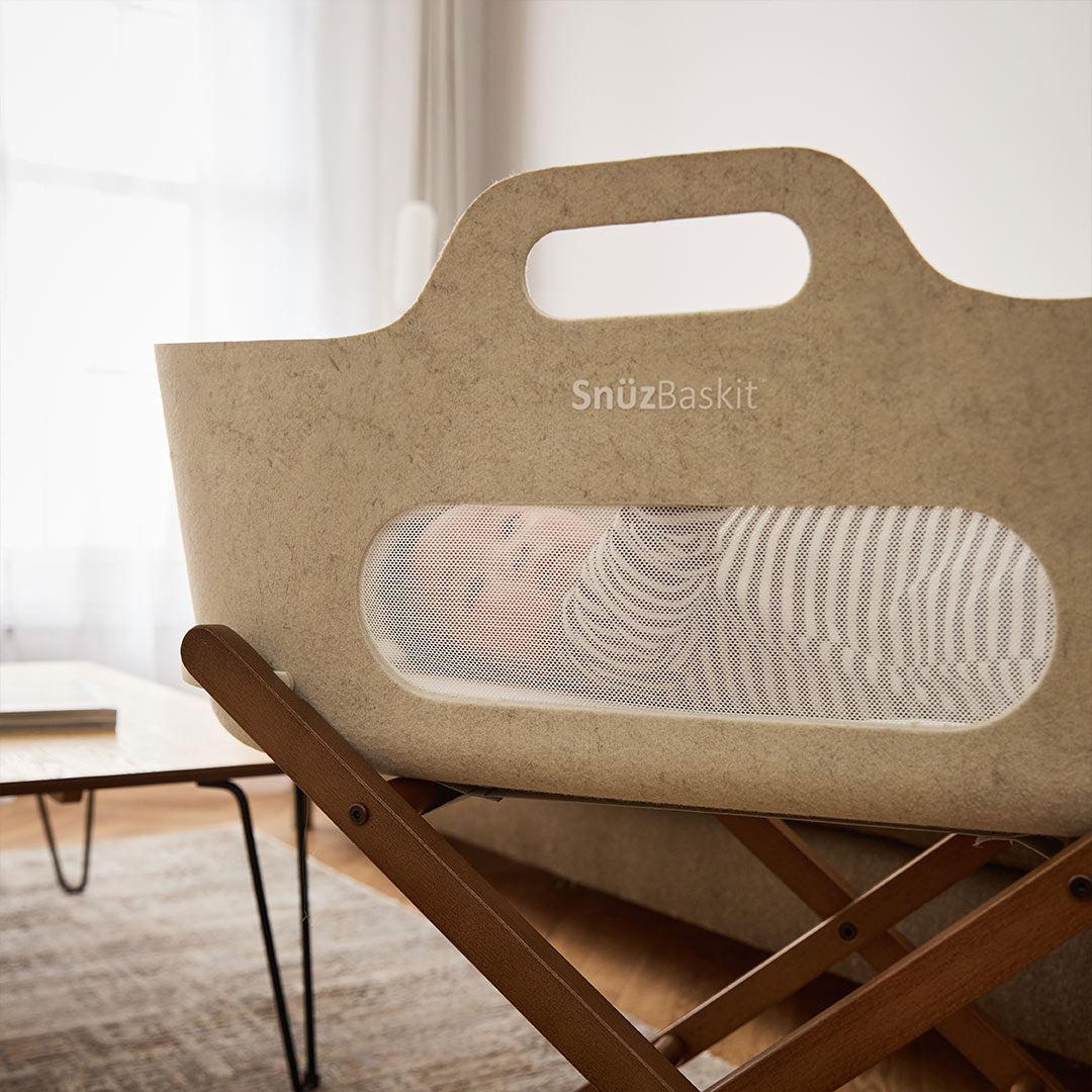 SnuzBaskit Barley Moses Basket + Walnut Stand - Barley / Walnut - Image 6
