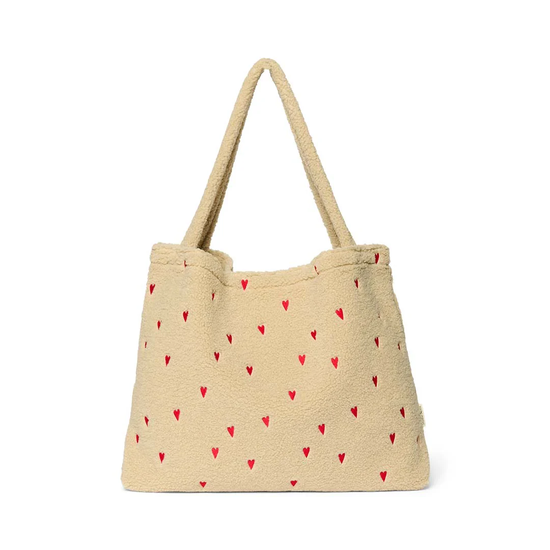 Studio Noos Ecru Teddy Hearts Mom Bag - Ecru