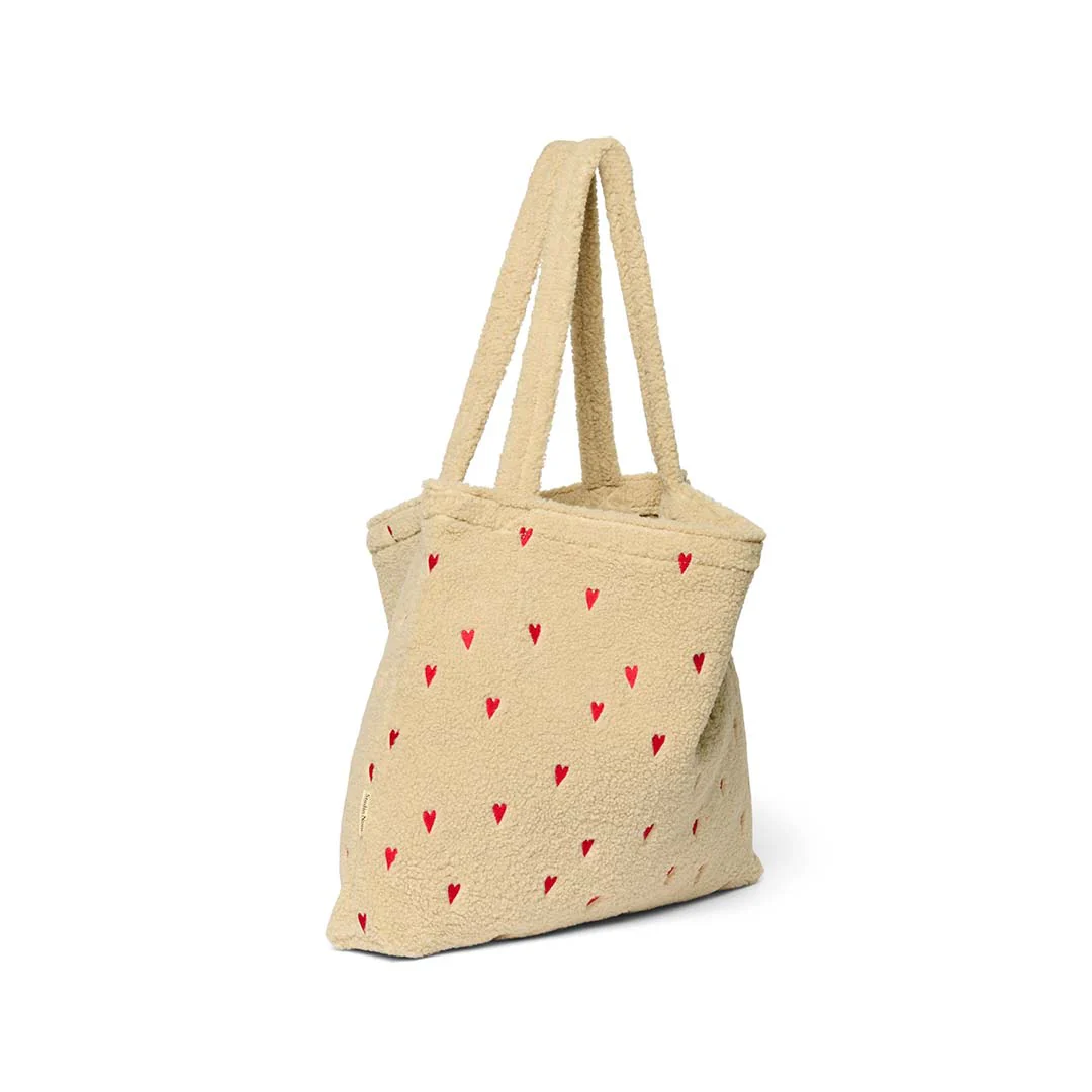 Studio Noos Ecru Teddy Hearts Mom Bag - Ecru - Image 3