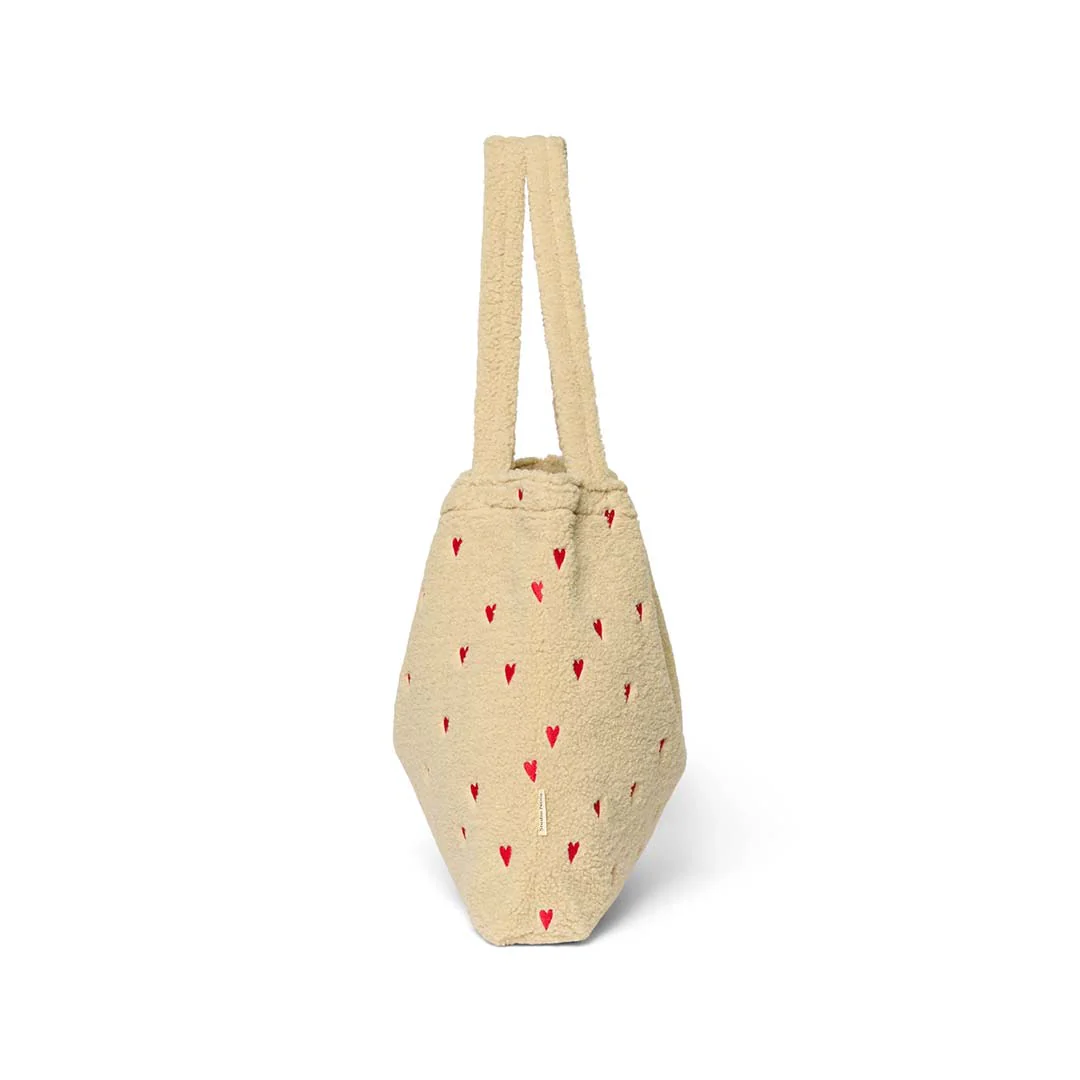 Studio Noos Ecru Teddy Hearts Mom Bag - Ecru - Image 4
