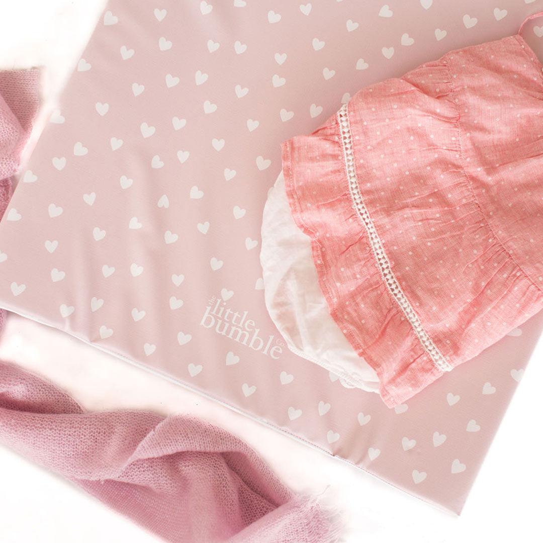 The Little Bumble Co. Anti Roll Changing Mat - White Hearts - Image 3