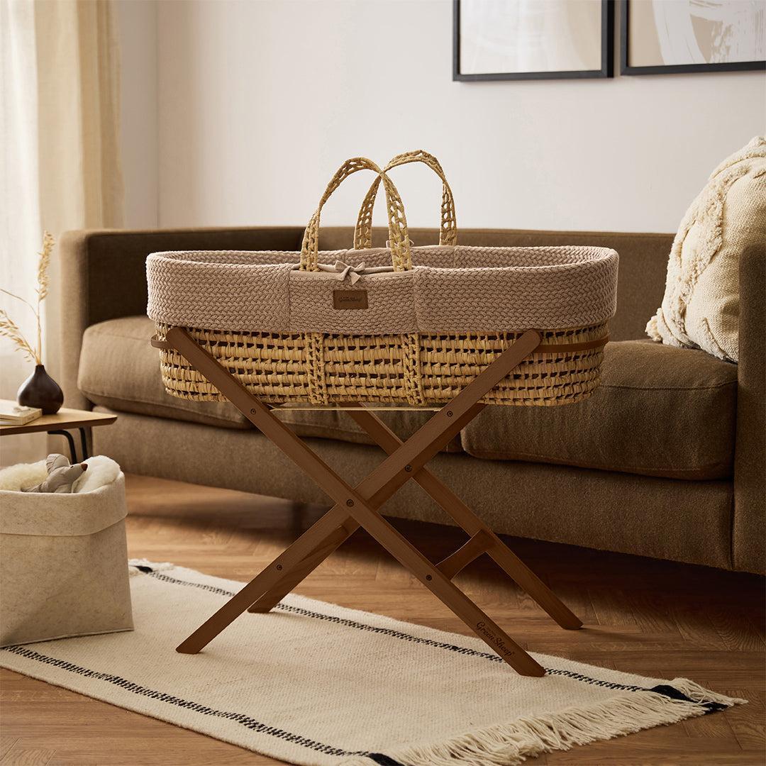 The Little Green Sheep Foldable Moses Basket Stand - Walnut - Image 2