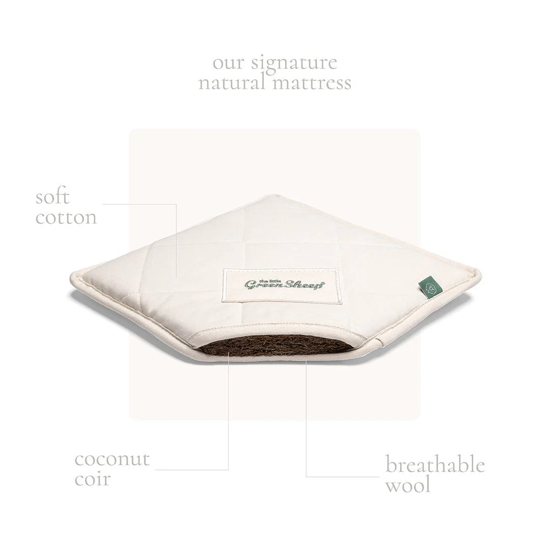 The Little Green Sheep Organic Wheat Knit Moses Basket + Mattress - Truffle - Image 3