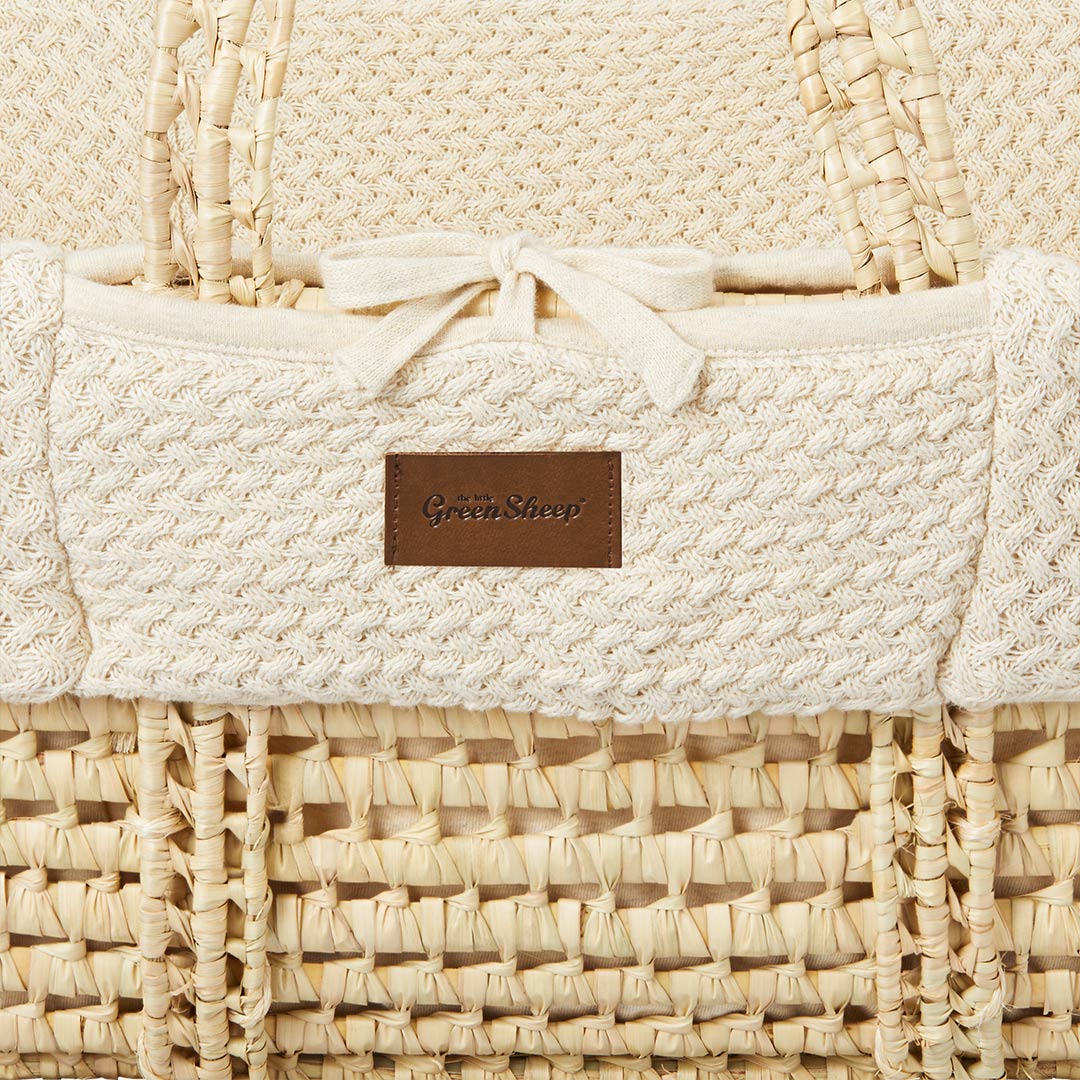 The Little Green Sheep Wheat Knit Moses Basket and Foldable Stand Bundle - Linen / Natural - Image 3