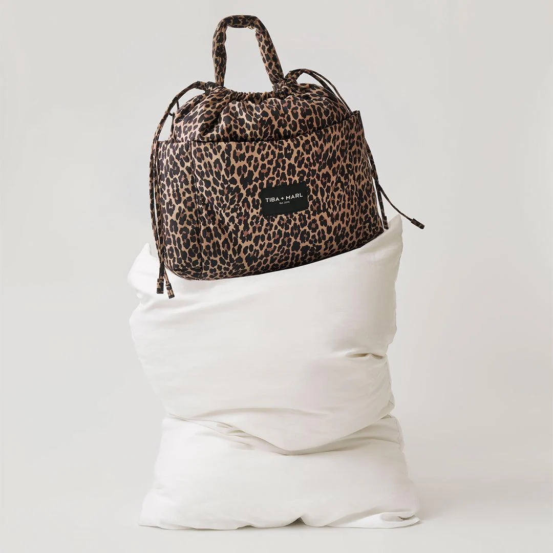 TIBA + MARL Luna Drawstring Tote Changing Bag - Leopard - Image 3