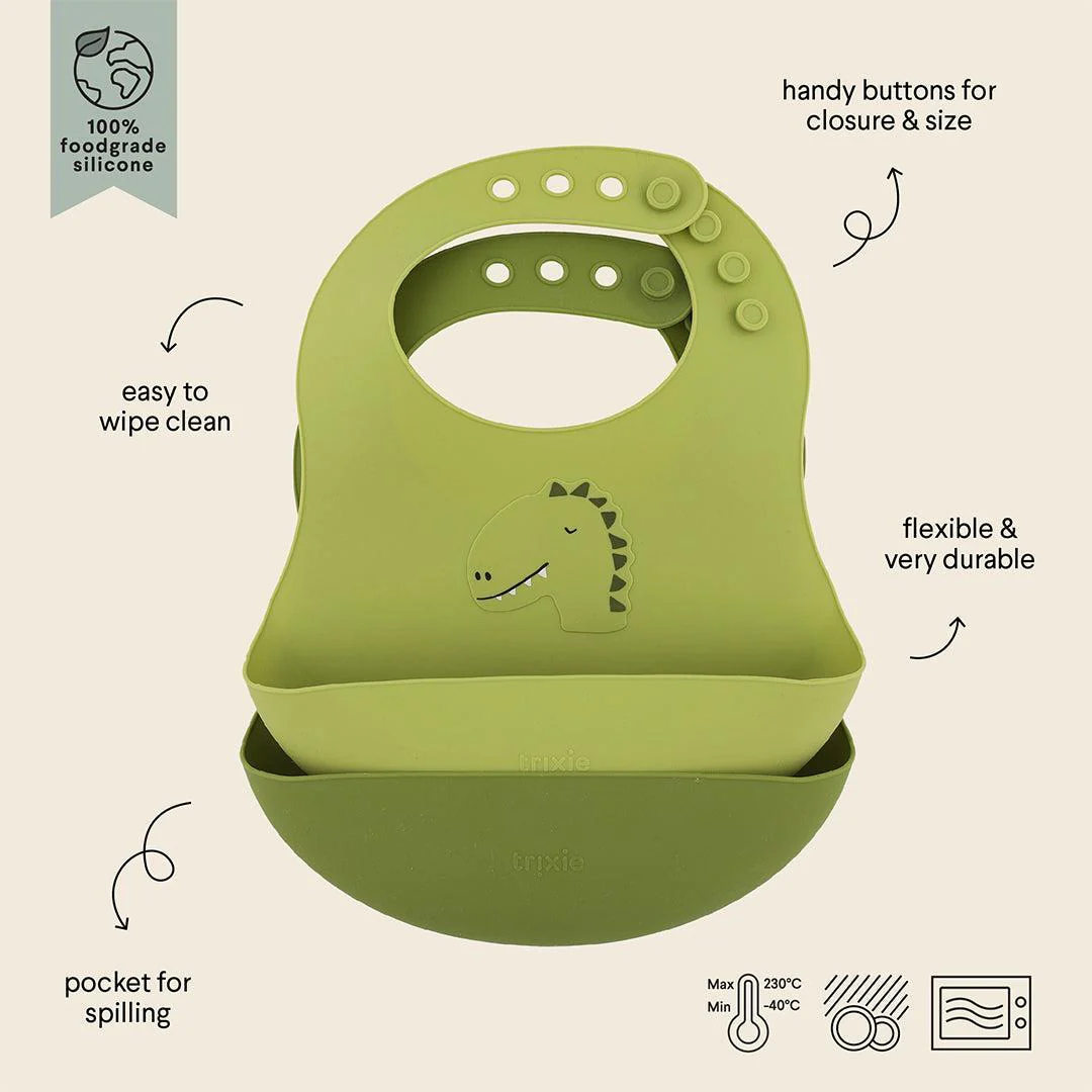 Trixie Silicone Bibs 2 Pack - Mr. Dino - Image 3