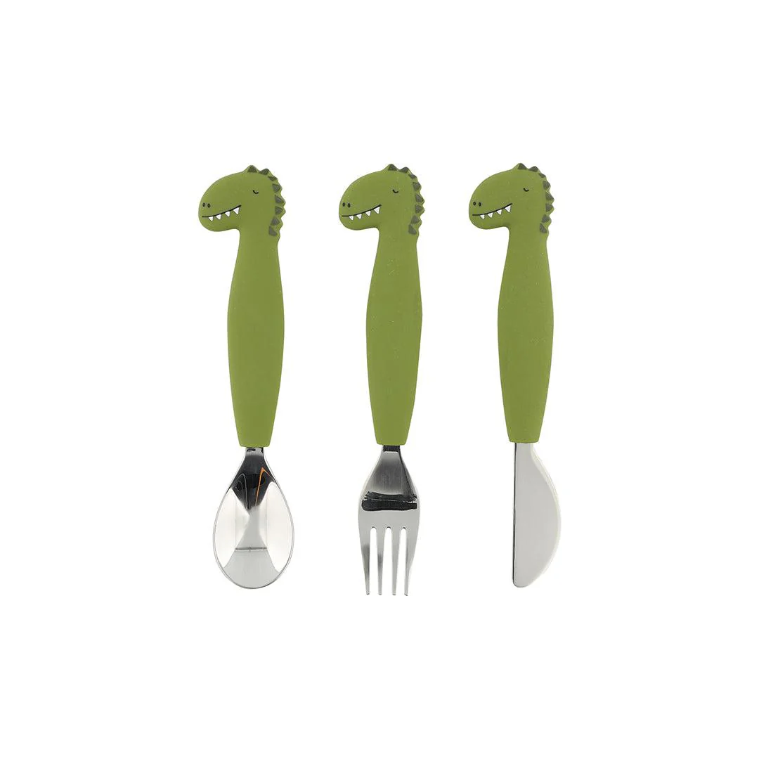 Trixie Silicone Cutlery Set - 3 Pack - Mr Dino