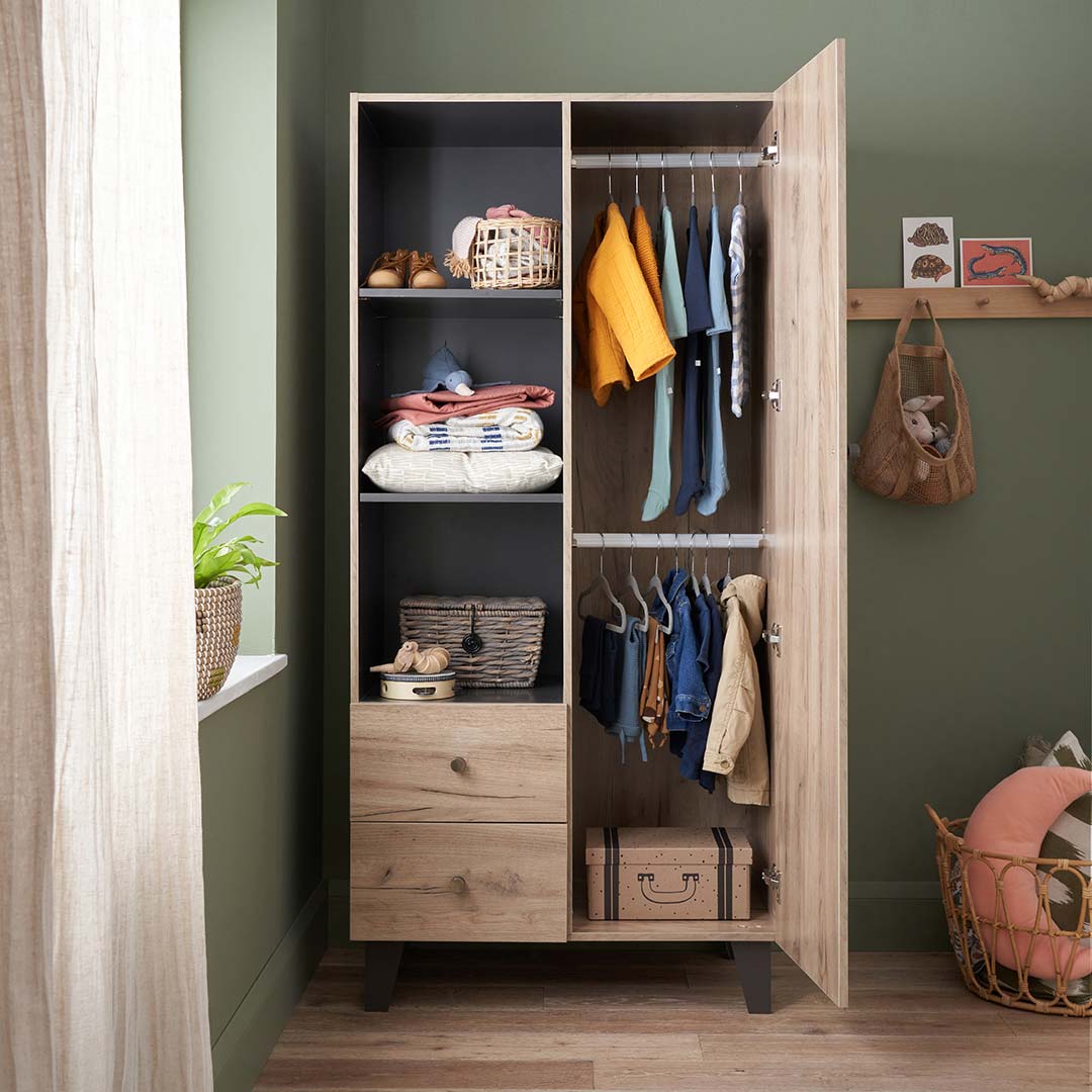 Tutti Bambini Como Wardrobe - Distressed Oak/Slate Grey - Image 2