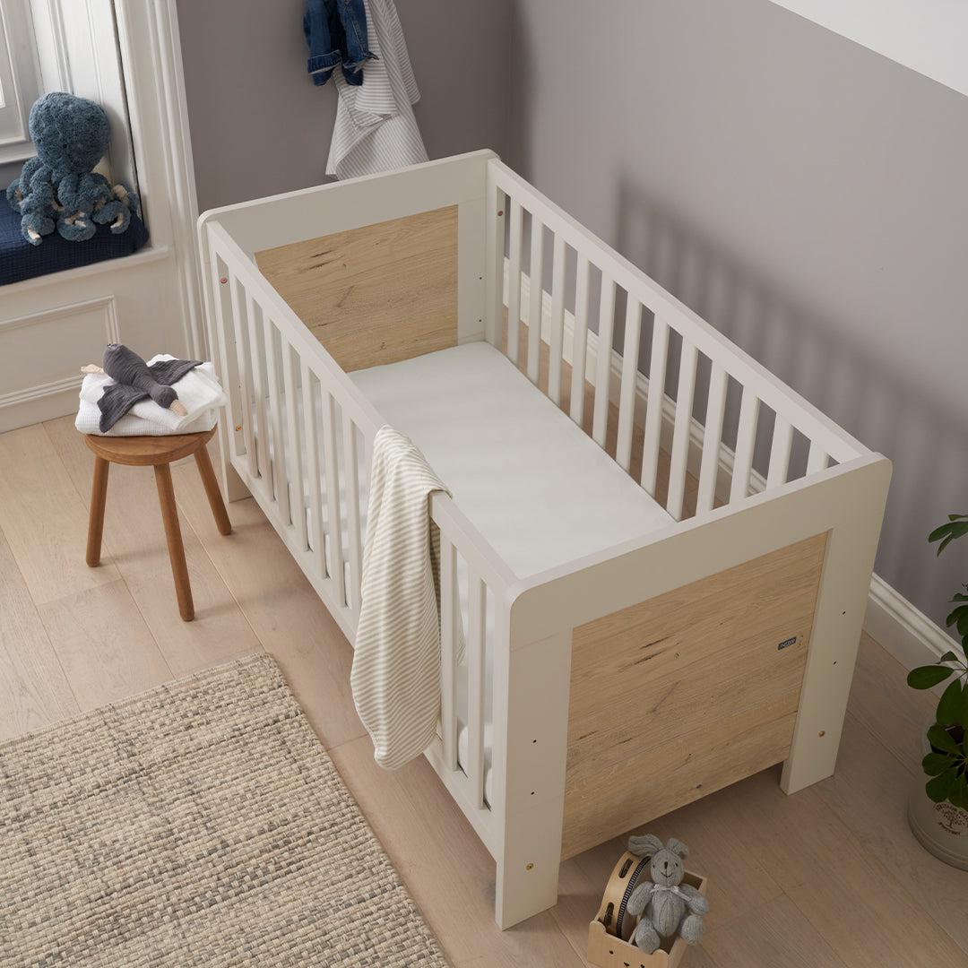 Tutti Bambini Essentials Alba Cot Bed - White Sand/ Distressed Oak - Image 3