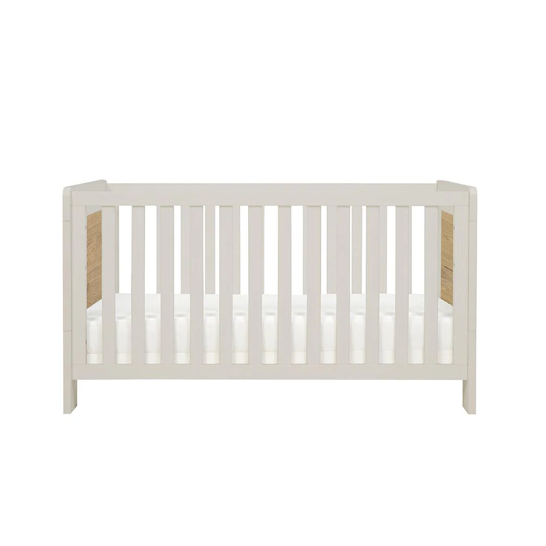 Tutti Bambini Essentials Alba Cot Bed - White Sand/ Distressed Oak