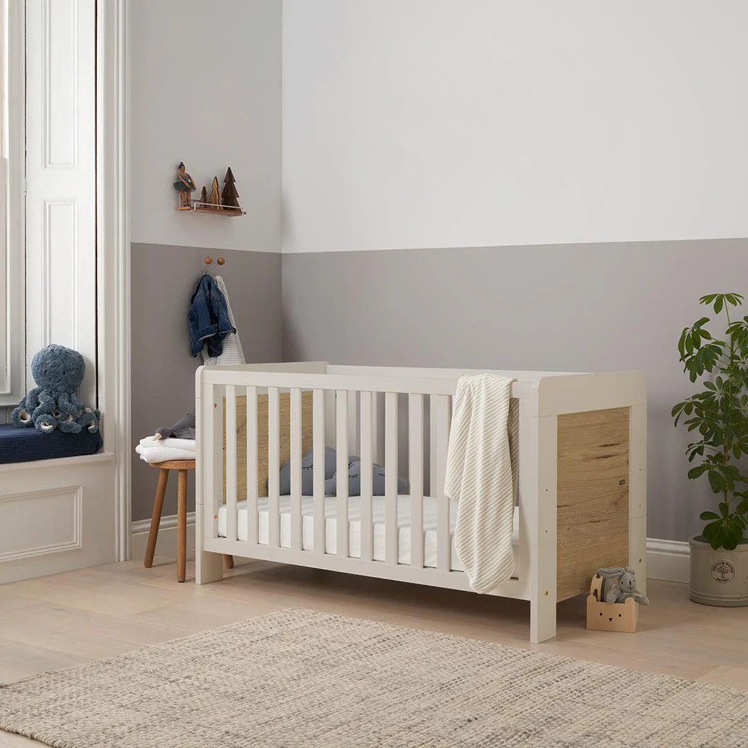 Tutti Bambini Essentials Alba Cot Bed - White Sand/ Distressed Oak - Image 2