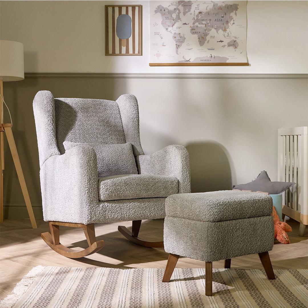 Tutti Bambini Harper Wingback Rocking Chair & Storage Footstool - Cloud Grey - Image 2