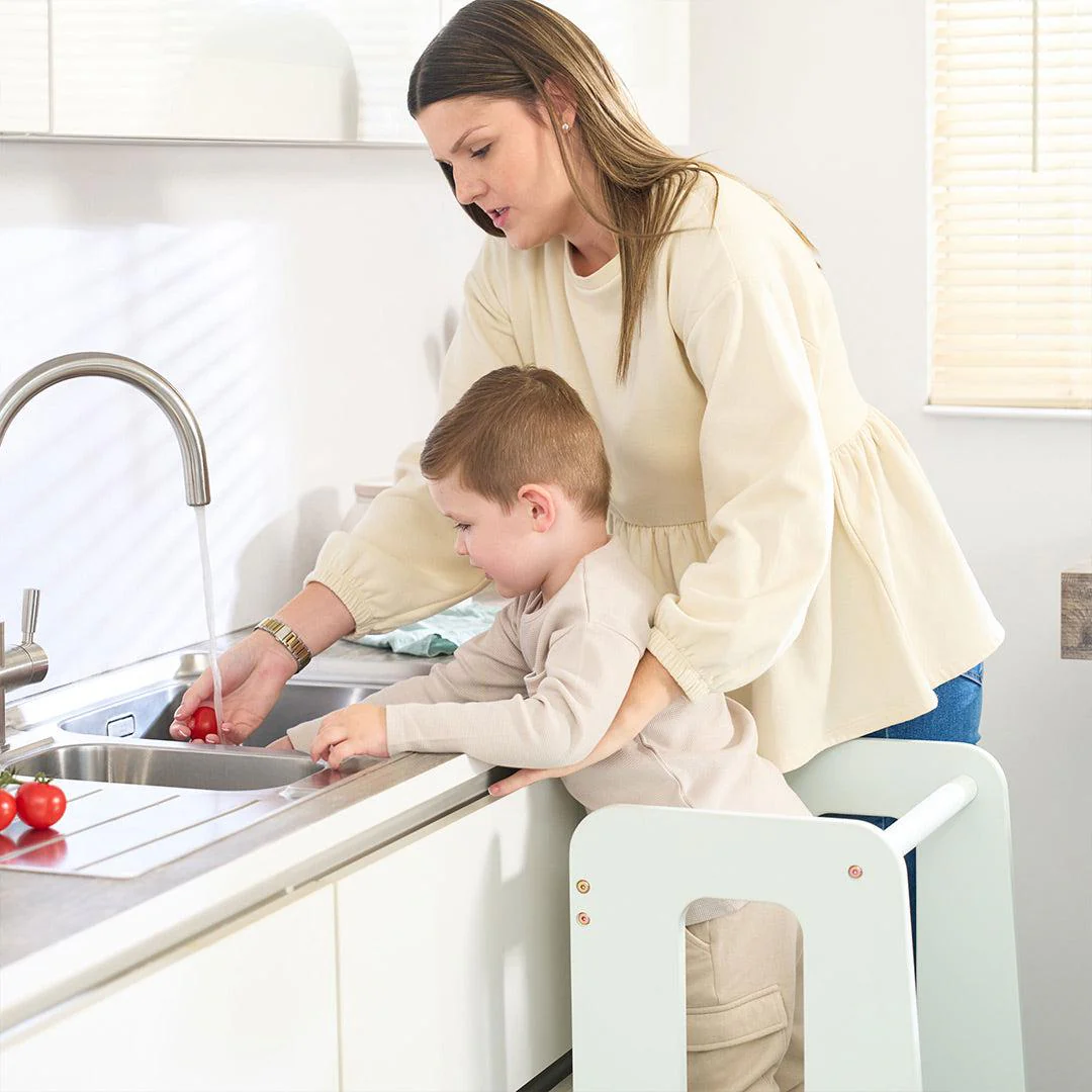 Tutti Bambini Helping Hands Montessori Toddler Learning Tower - Sea Mist - Image 2