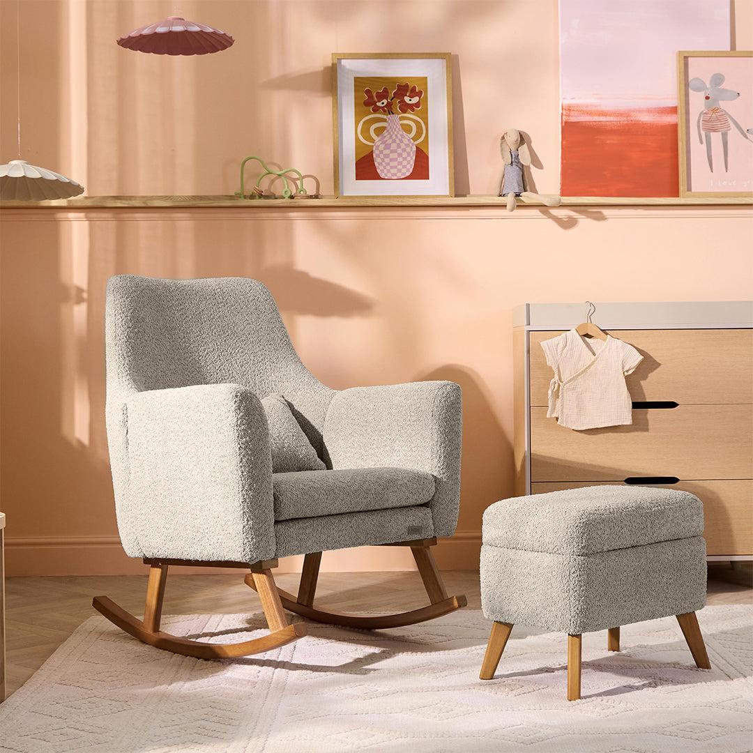 Tutti Bambini Oscar Luxe Rocking Chair & Footstool  - Teddy Mushroom - Image 6