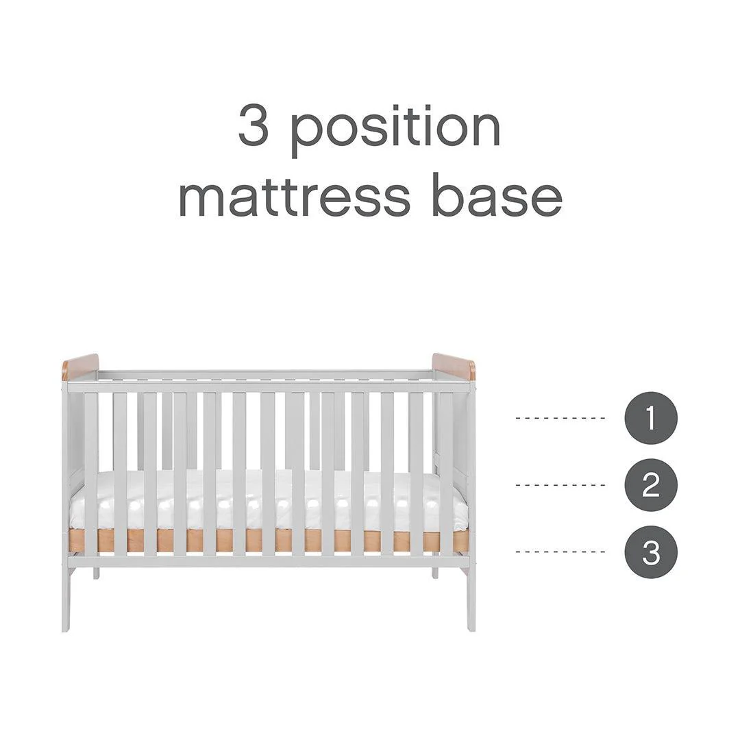 Tutti Bambini Rio Cot Bed with Cot Top Changer & Mattress - Dove Grey/Honey Oak - Image 6