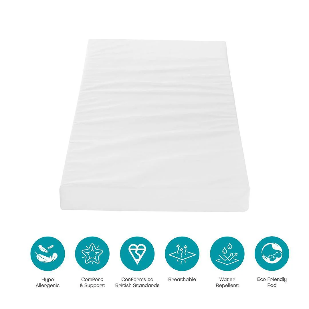 Tutti Bambini Rio Cot Bed with Cot Top Changer & Mattress - Dove Grey/Honey Oak - Image 9