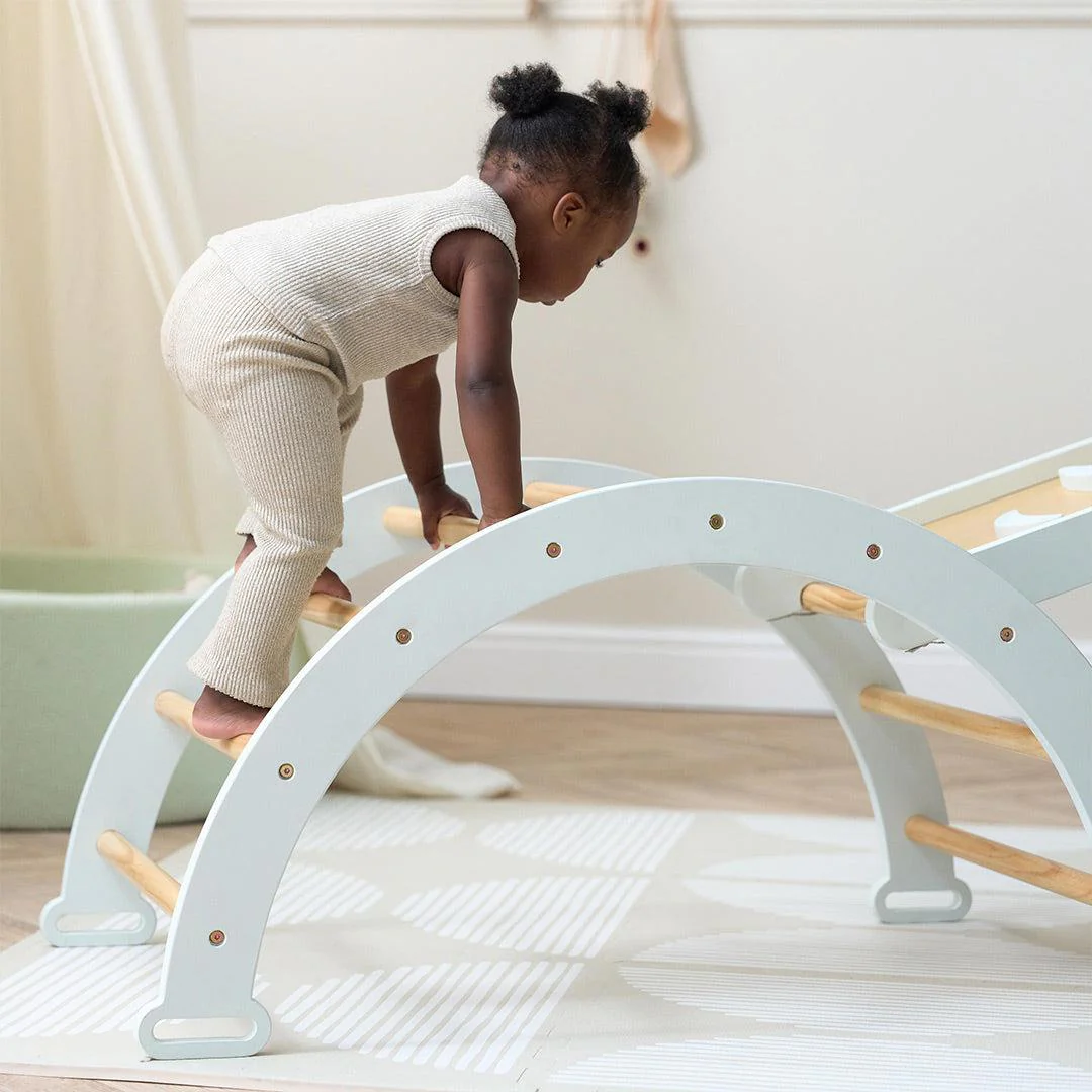 Tutti Bambini Scala Montessori 3 In 1 Pikler Climbing Frame With Climbing Wall  - Sea Mist - Image 10