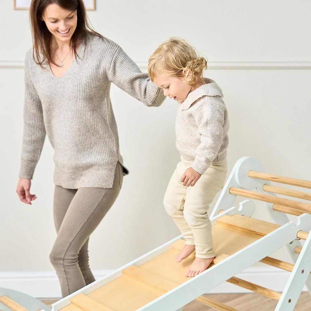 Tutti Bambini Scala Montessori 3 In 1 Pikler Climbing Frame With Climbing Wall  - Sea Mist - Image 3